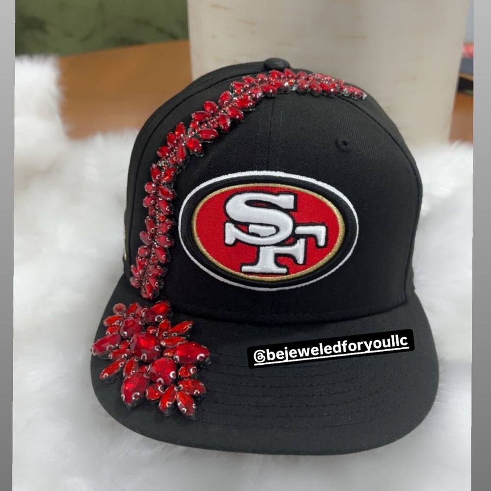 Black Cap with Red Embellishments